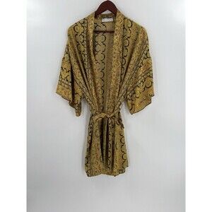 Vintage Robe Val Mode Lingerie Paisley Colorful Short Satin USA Women's Large